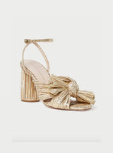 Camellia Sandale Brautschuh mit Absatz und Knöchelriemen in gold