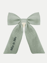 Adore Haarschleife aus Leinen in sage - weddorable
