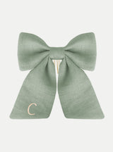 Audrey Haarschleife aus Leinen in blau - weiß - weddorable