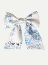Audrey Haarschleife aus Leinen in blau - weiß - weddorable