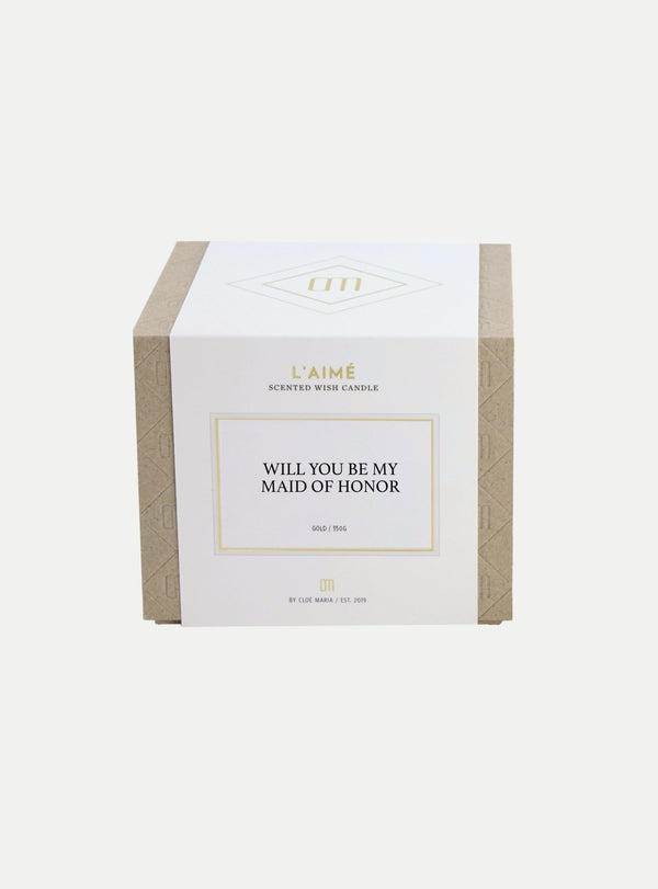 EXCLUSIVE Will you be my maid of honor Kerze 350g Tonkaholz creme - weddorable