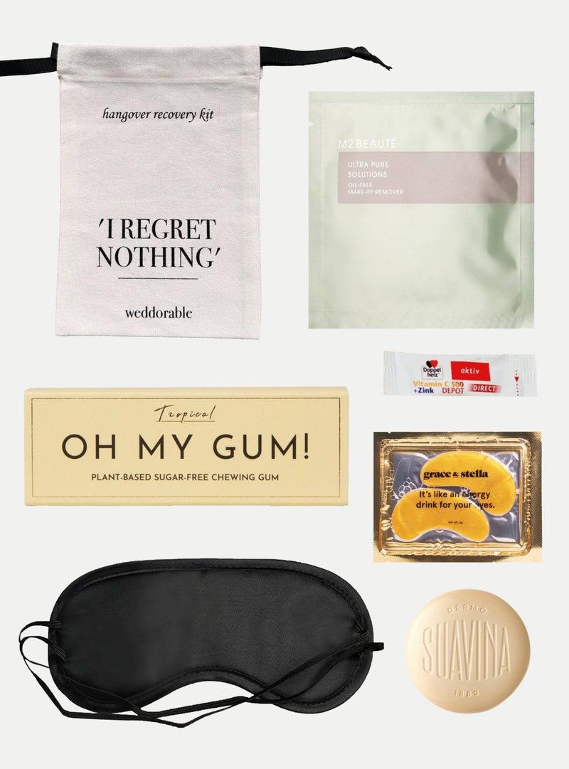 JGA Korbtasche mit Hangover Kit und Haargummi Leinen