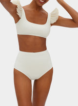 Ariel Bikini mit Rüschen in weiß - weddorable
