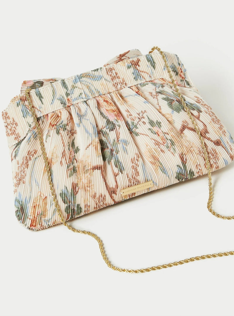 Clutch Rayne plissierte Tasche in cremefarbenen Blumenmuster - weddorable