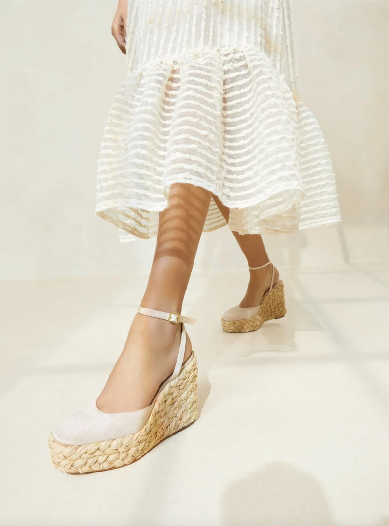 Espadrille Wedge Tallulah Hochzeitsschuh mit Absatz in creme - weddorable