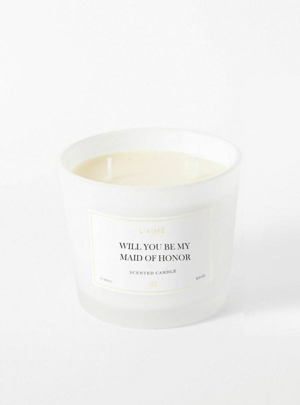 EXCLUSIVE Will you be my maid of honor Kerze 350g Tonkaholz white - weddorable