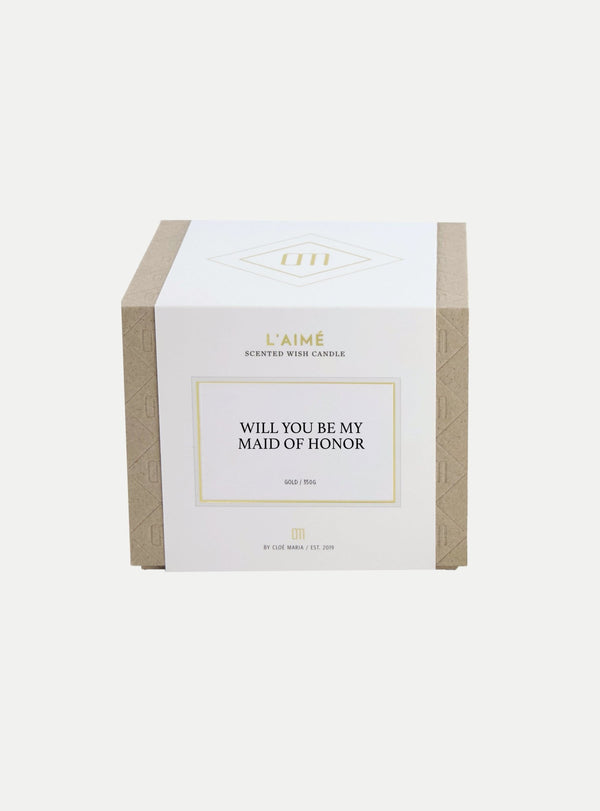 EXCLUSIVE Will you be my maid of honor Kerze 350g Tonkaholz white - weddorable