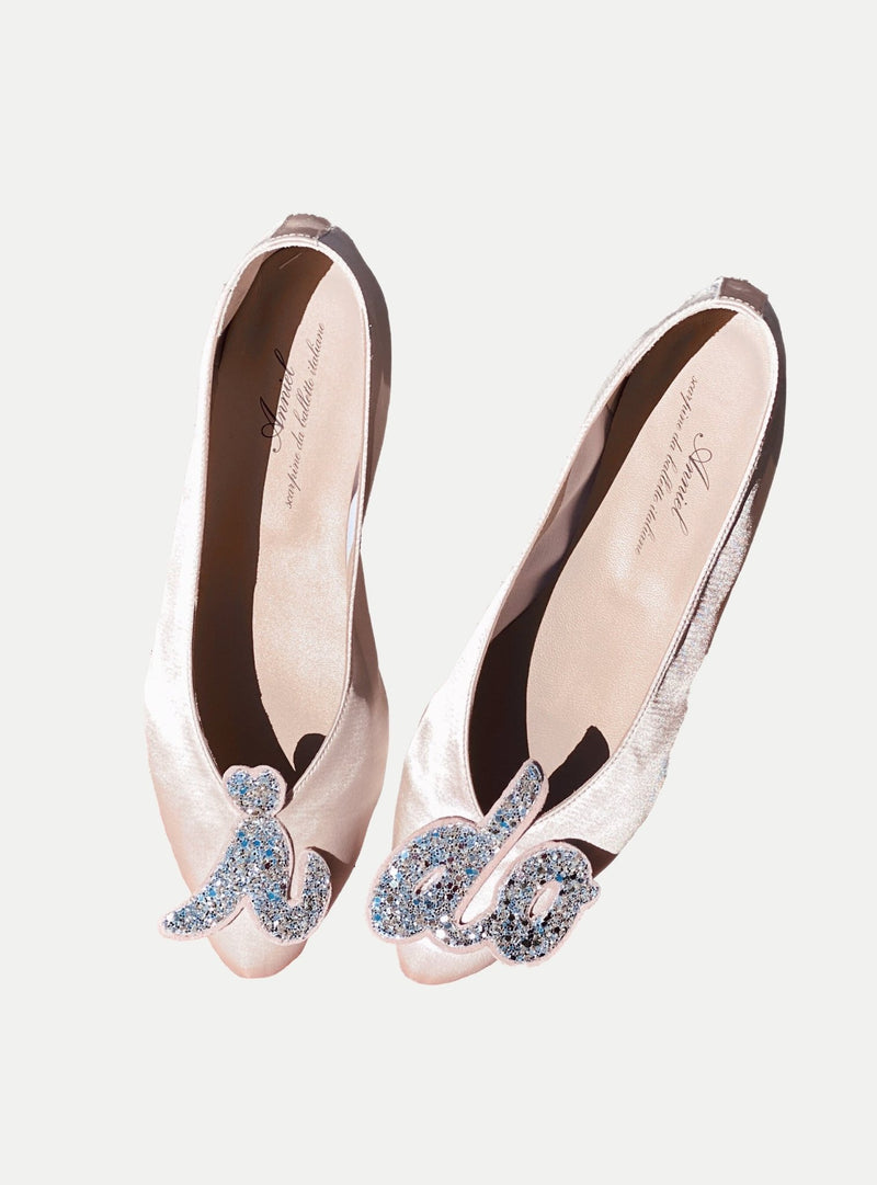 I Do Flats aus Satin in rose - weddorable