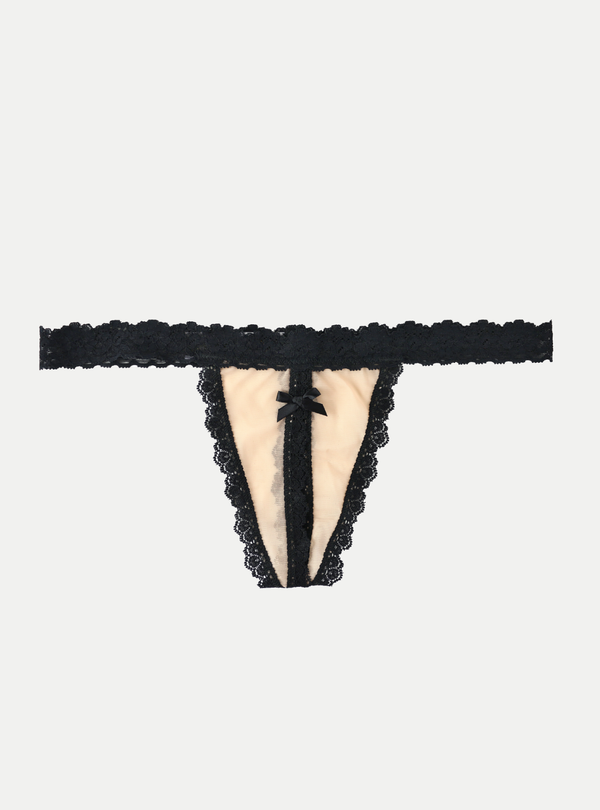 Nude illusion crotchless g-string