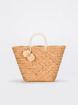 St Tropez Tote aus geflochtenem Stroh mit Leinenbandeau - weddorable