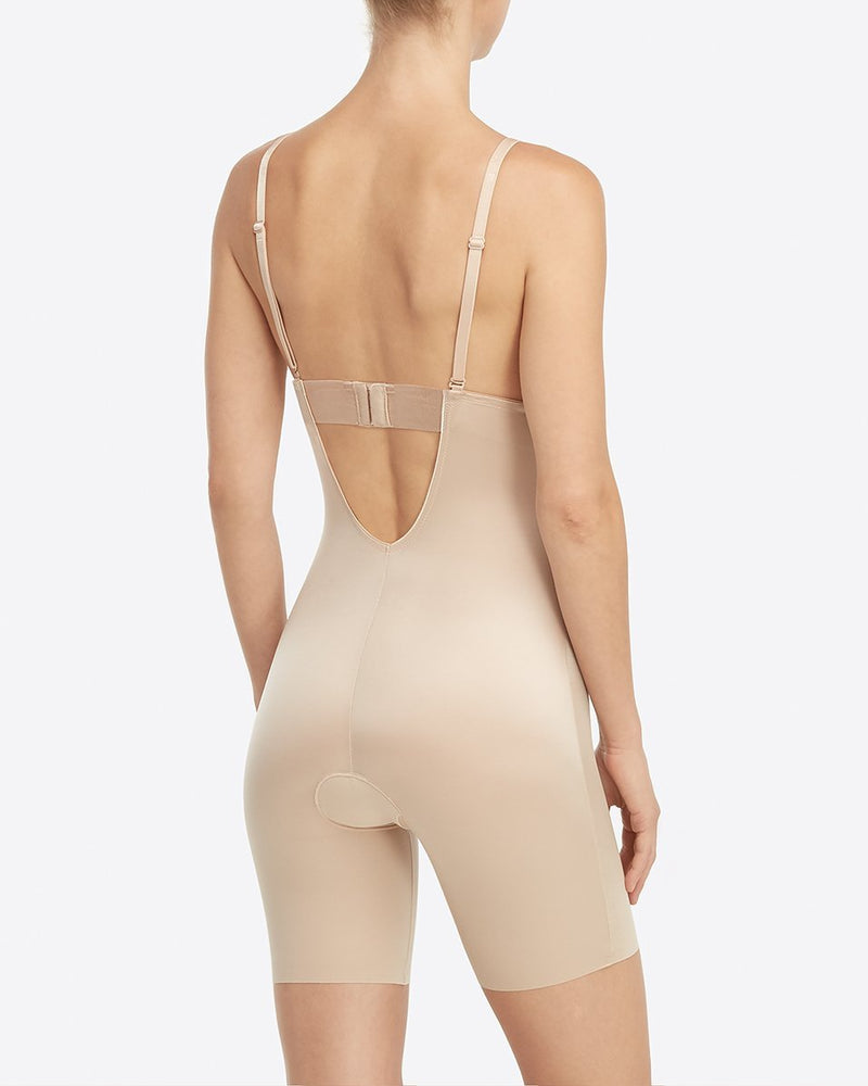 Suit Your Fancy Plunge Low-Back Mid-Thigh Bodysuit - weddorable