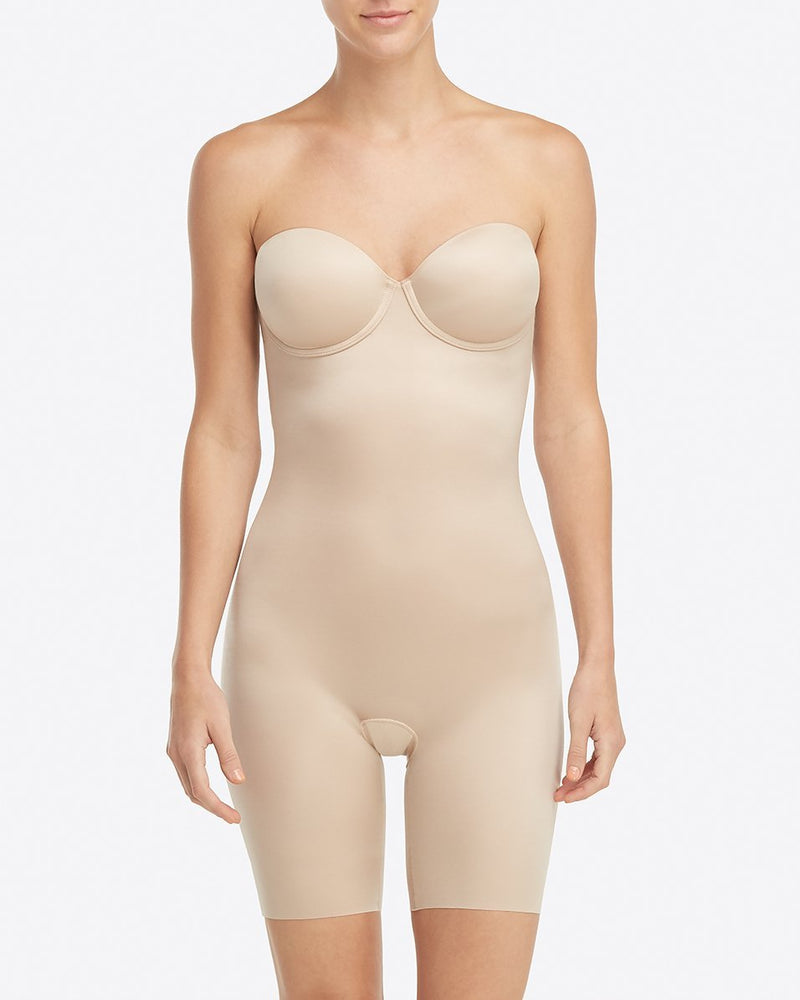 Suit Your Fancy Strapless Cupped Mid-Thigh Bodysuit - weddorable