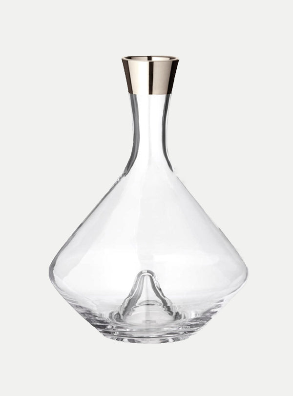 Weindekanter Frederick mundgeblasenes Kristallglas mit Platinrand - weddorable