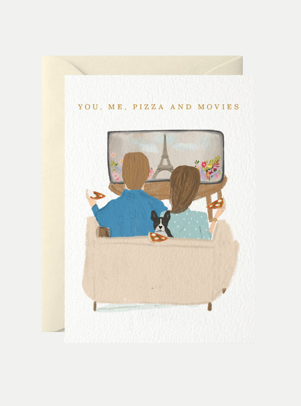 You, me pizza and movies Grußkarte - weddorable